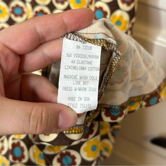 Ivy Jane Yellow Tan 70s Inspired Floral Print Baby Doll Style Dress Sz XS Retro - Picture 6 of 6